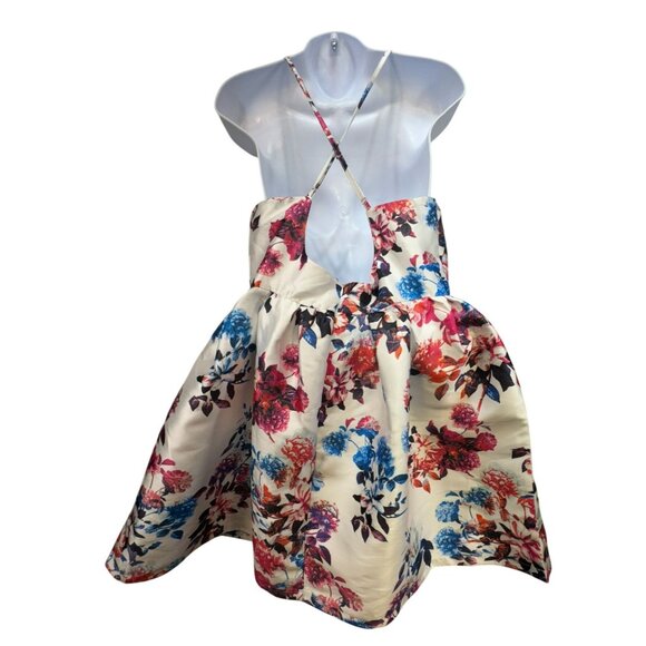 Akira Chicago Black Label Floral Sleeveless Dress V-Neckline & Cross Back Straps - Picture 4 of 13